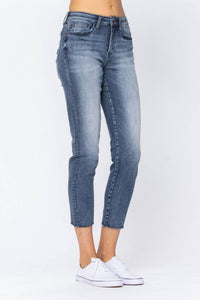 Judy Blue - High Rise Raw Hem Relaxed Jean