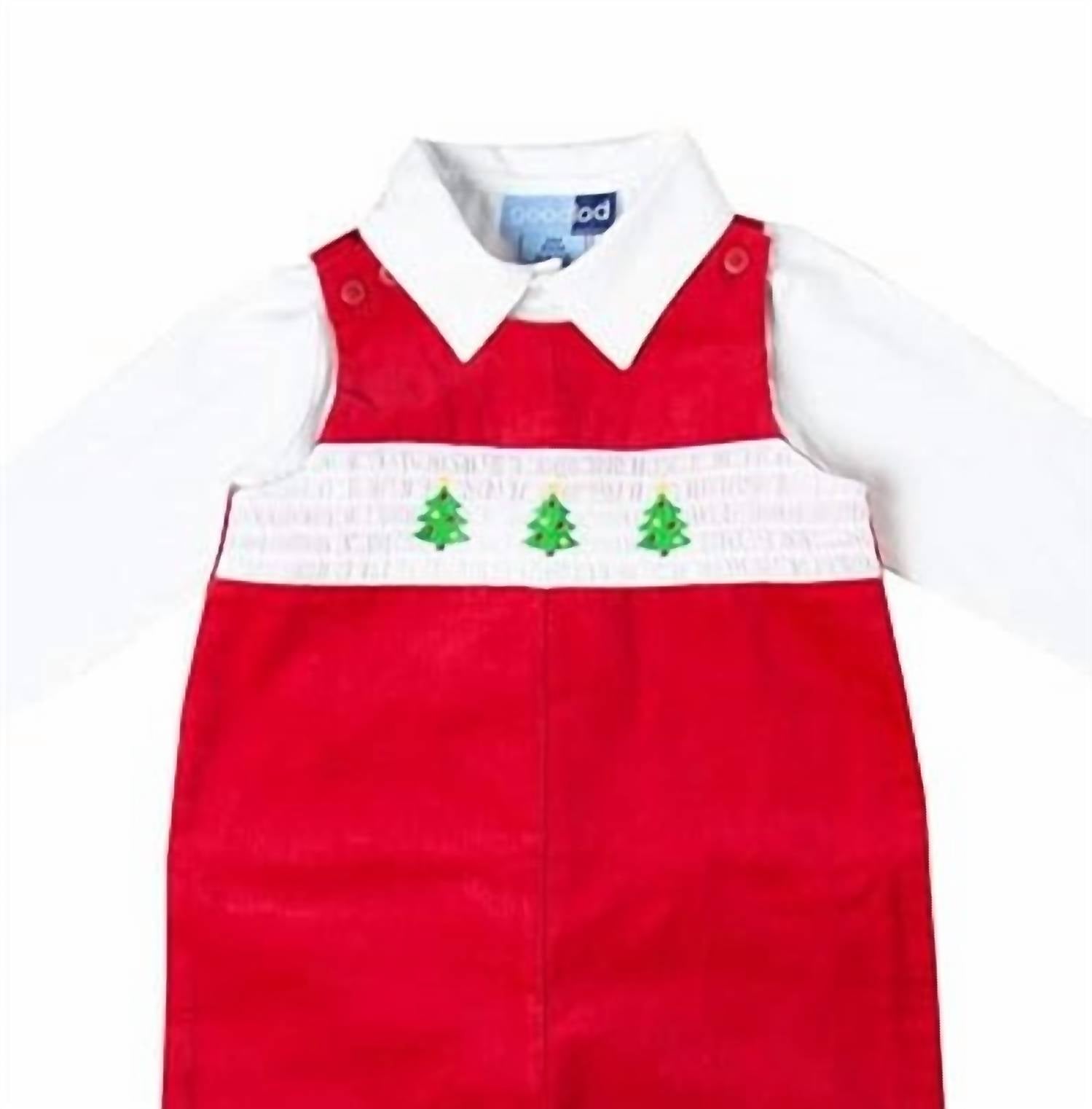 Good Lad Apparel - Boys Christmas Overalls 2 Piece Set