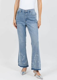 Oui - Embroidered Boot Cut Jeans