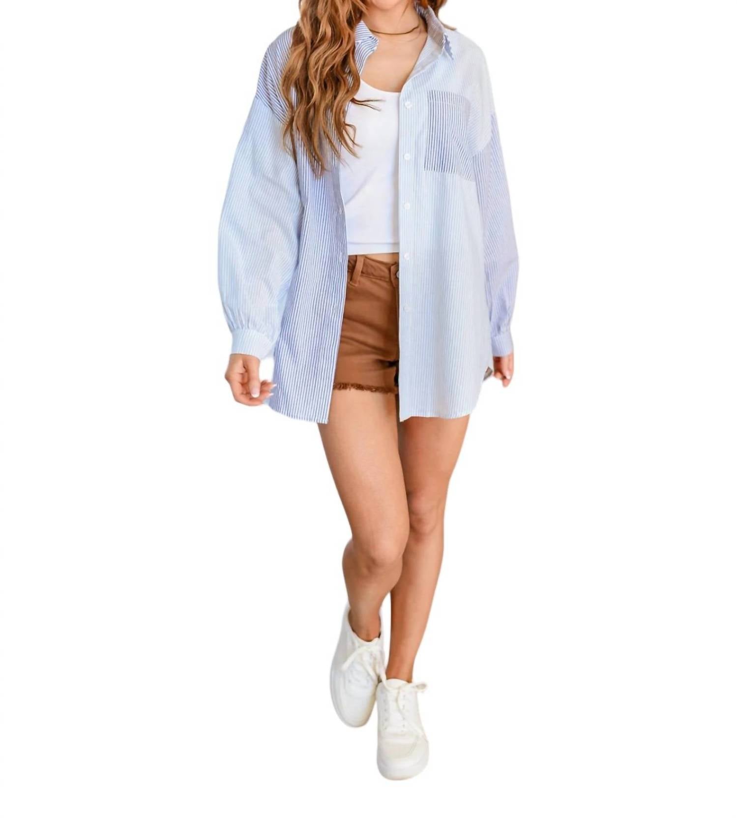 Andree By Unit - Yours or Mine Striped Button Down Shirt