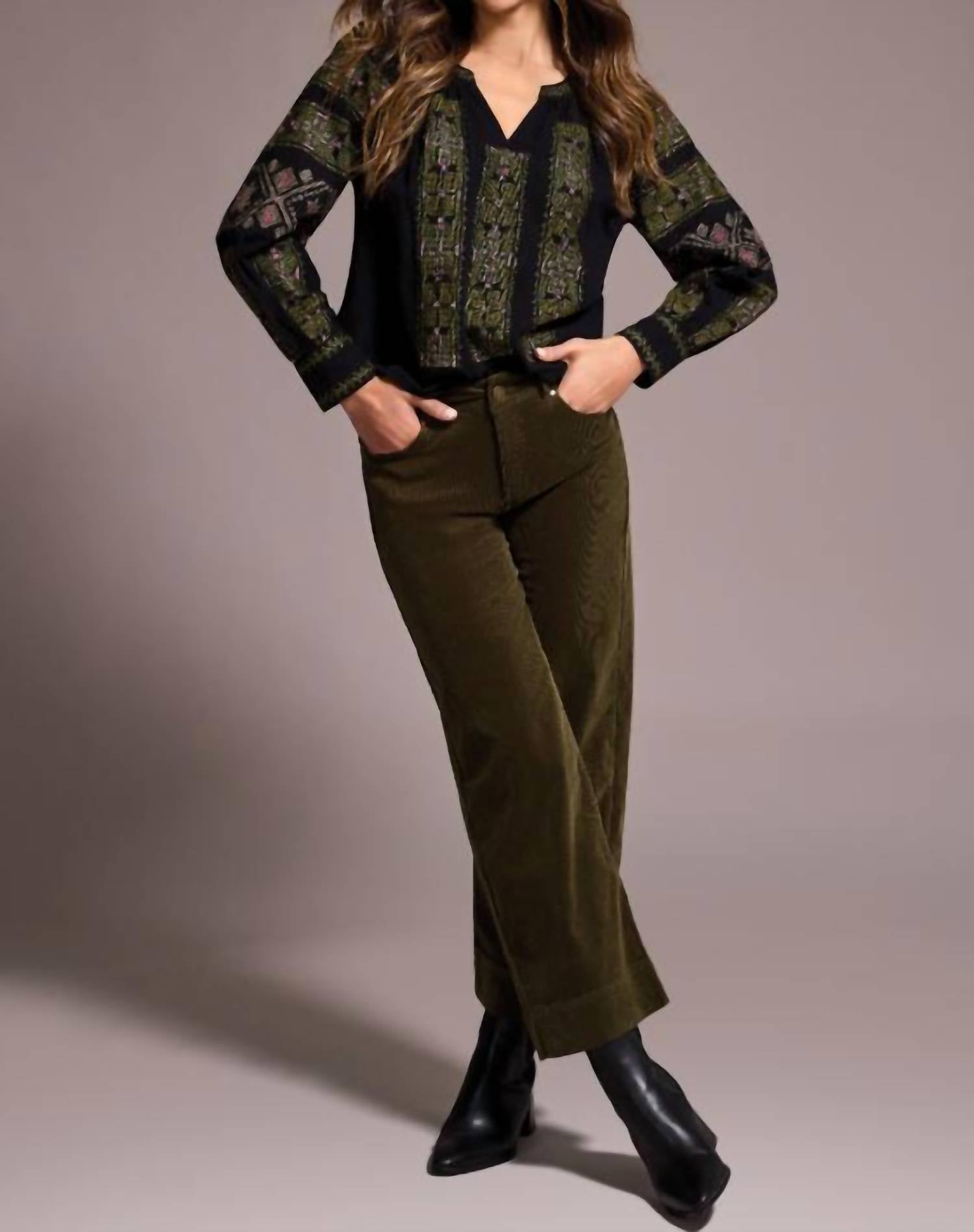 Tribal - Long Sleeve Blouse With Embroidery