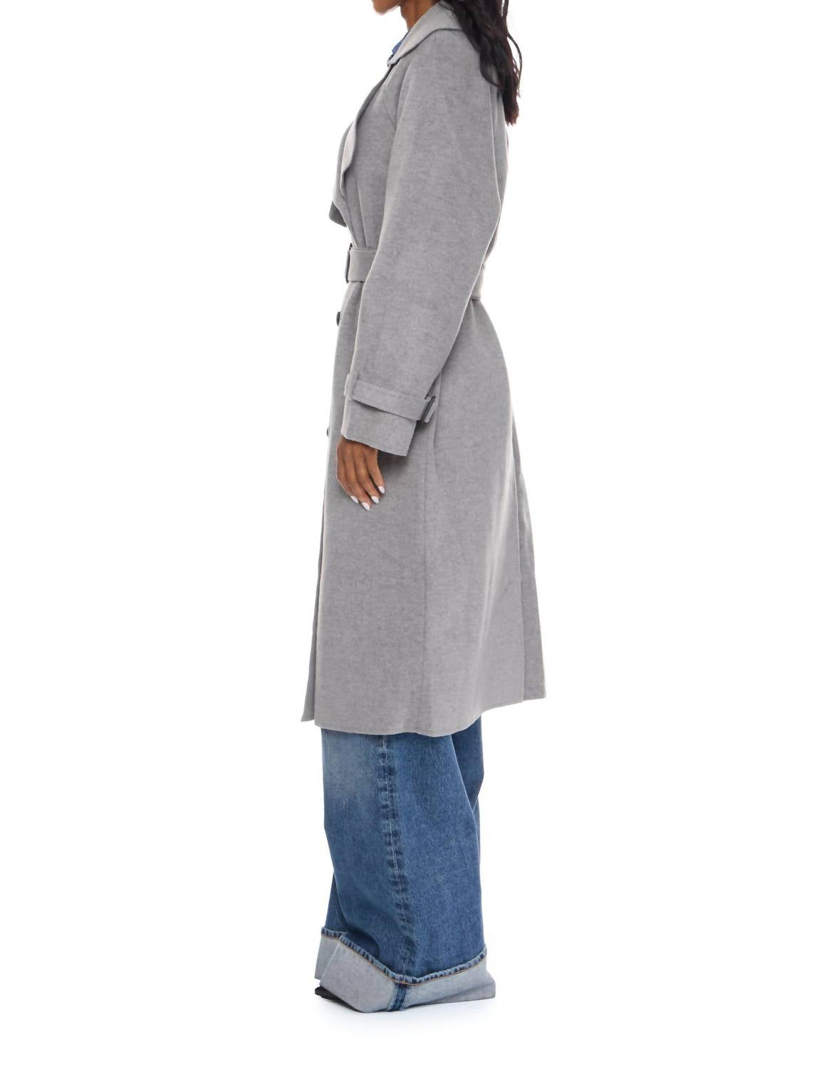 LUCY PARIS Klaus Trench Coat in gray - women's jacket - detail view