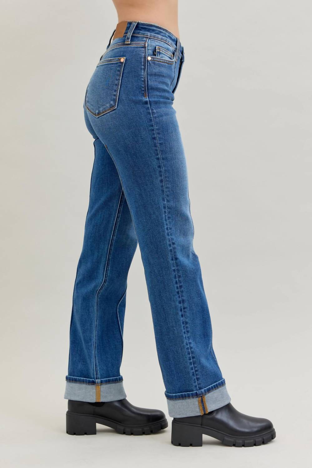 Judy Blue - Knox High Waist Cuffed Straight Jean