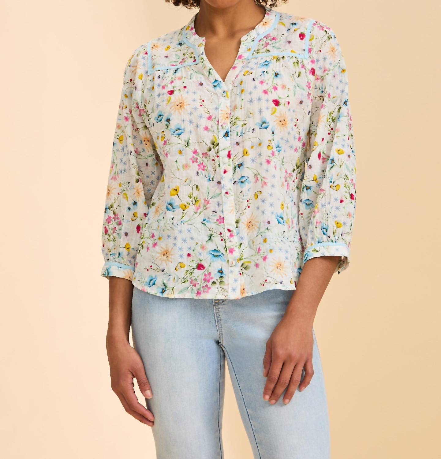 Fdj - 3/4 sleeve floral top