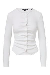 Veronica Beard Jasminah Button-Front Top in white - women's long sleeve top - alternate view