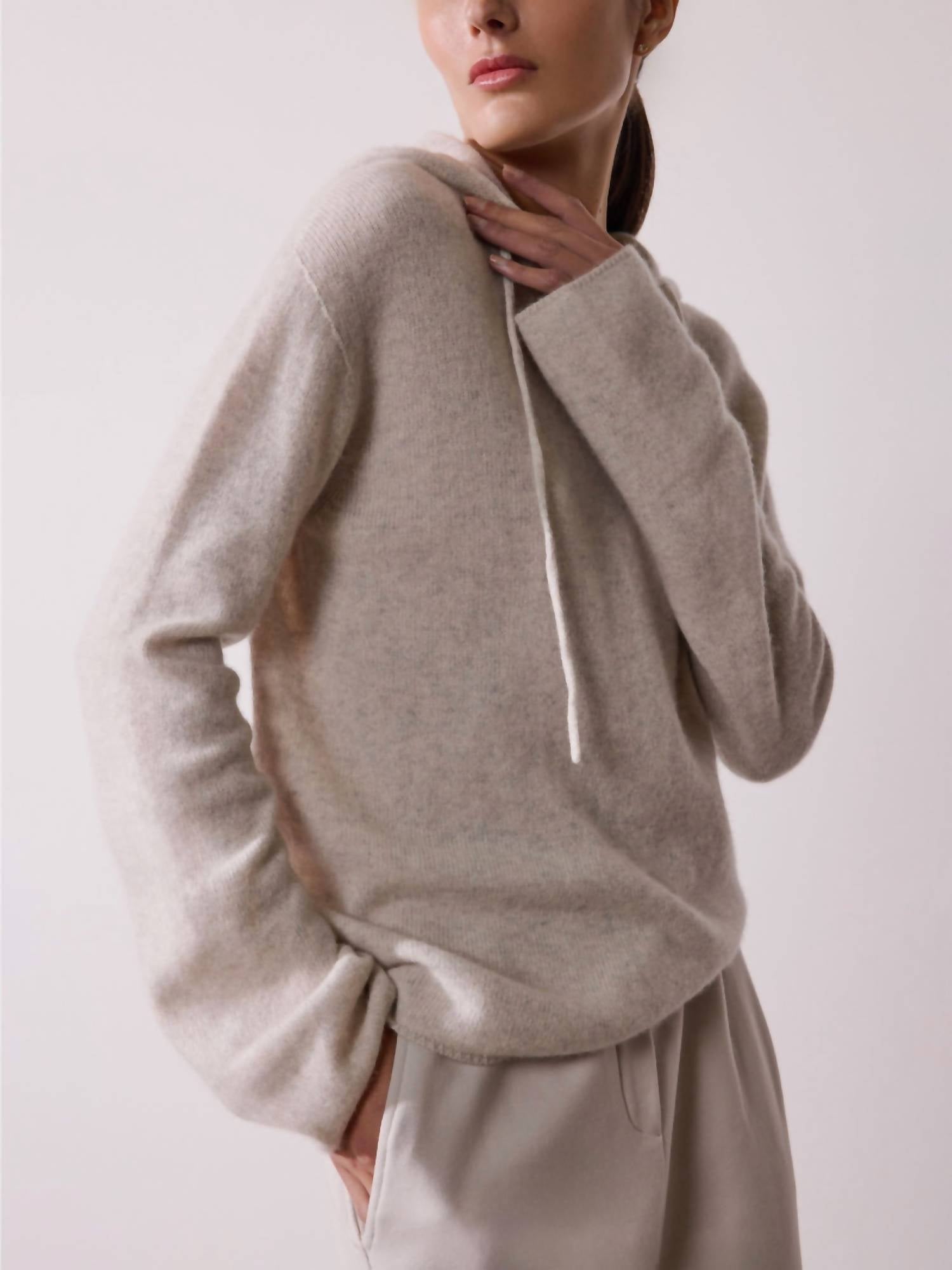 Brochu Walker Cashmere Seamless Hoodie in mist melange - women's top - view 6