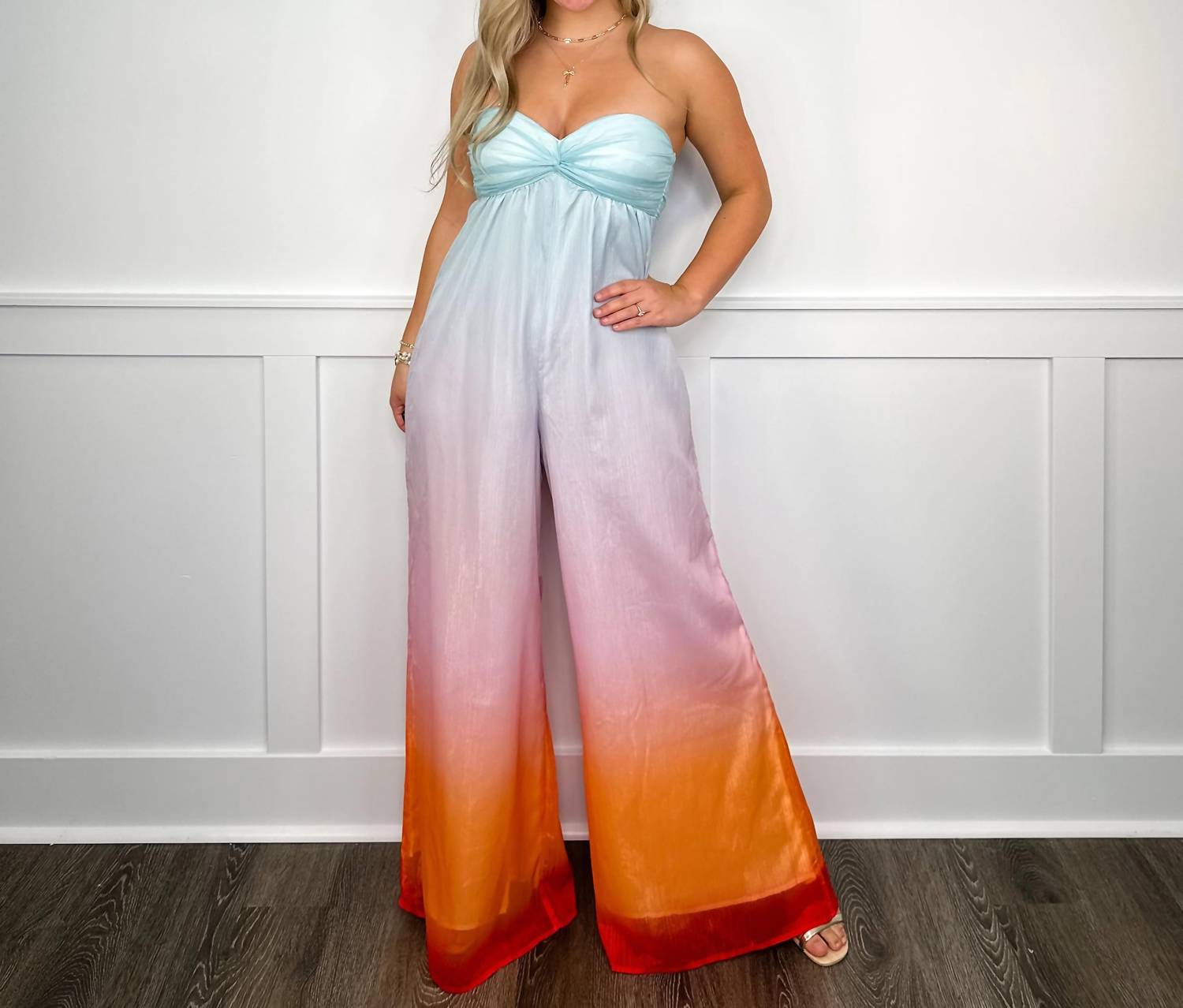 Main Strip - Tempting Fate Lightweight Strapless Ombre Jumpsuit