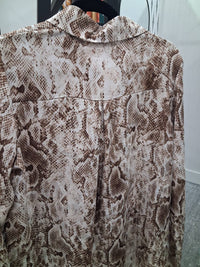 Q2 Women's Snakeskin Button Up Shirt in brown - women's shirt - alternate view
