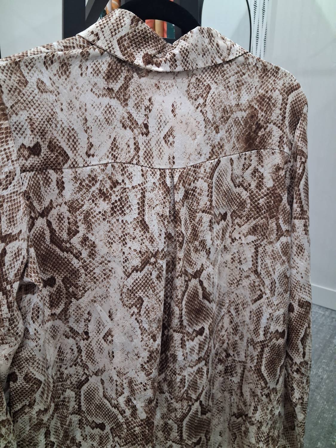 Q2 Women's Snakeskin Button Up Shirt in brown - women's shirt - alternate view
