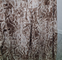 Q2 Women's Snakeskin Button Up Shirt in brown - women's shirt - detail view