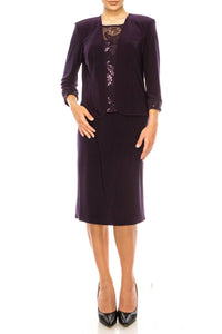 Maya Brooke - Floral Embroidered Sequin Jacket Dress