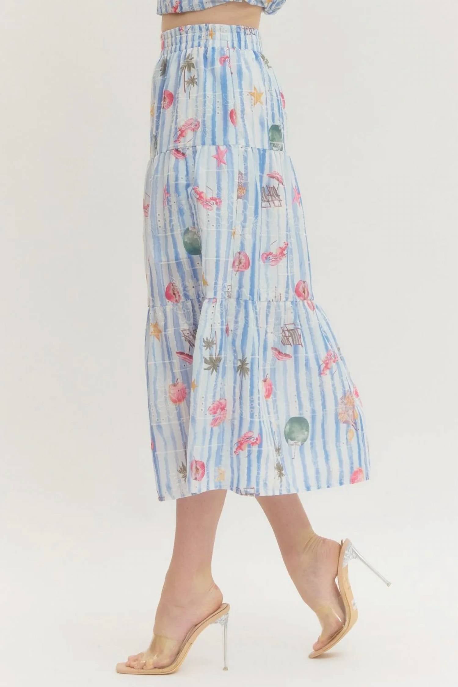 Entro - Summer Print Midi Skirt