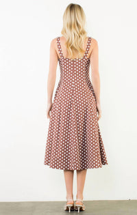THML Polka Dot Midi Dress in brown - women's dress - alternate view