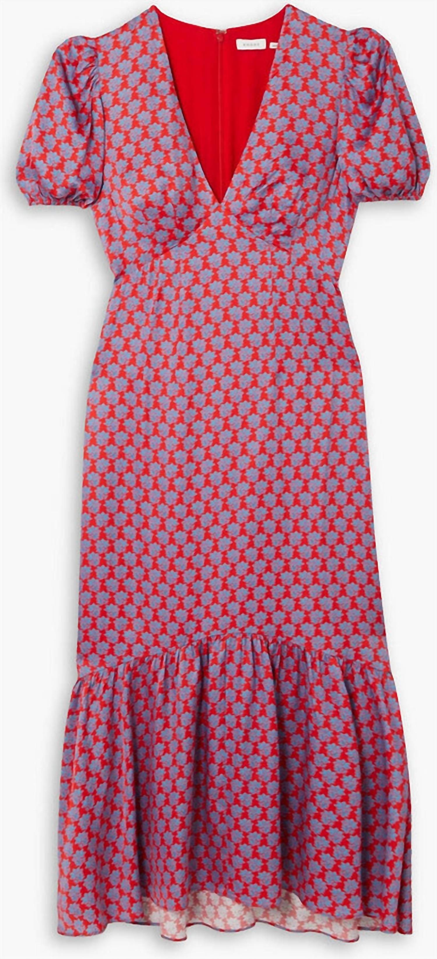 Rhode - Ester Gathered Floral-print Satin Midi Dress