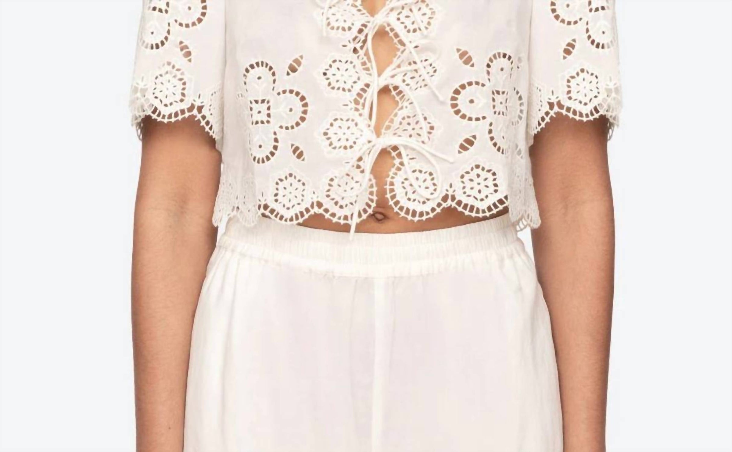 Sea - Babette Eyelet Tie Front Top