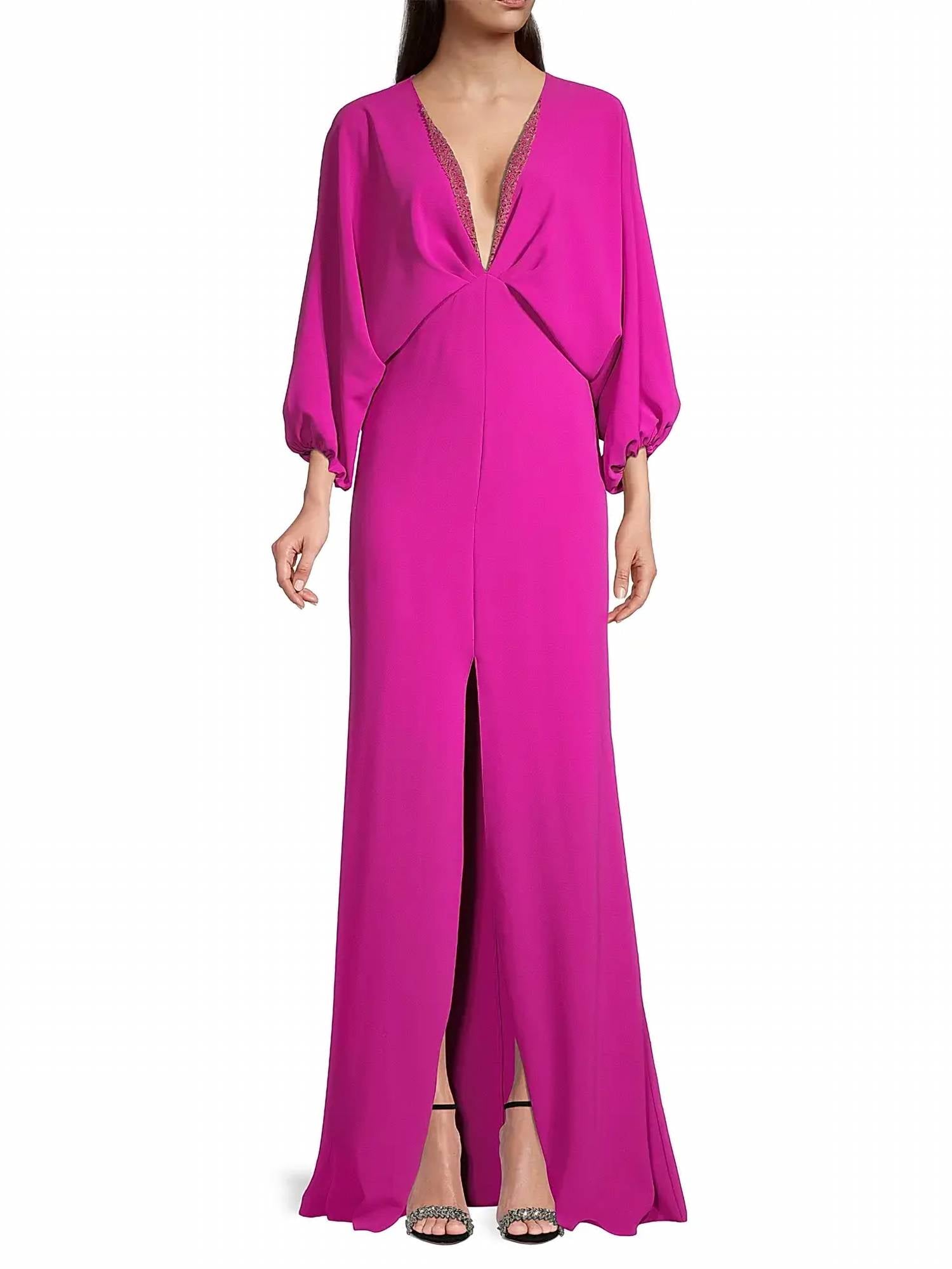 SACHIN & BABI Gabby Plunging Gown in magneta - women's dress