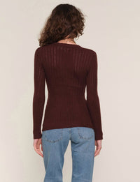 heartloom Lovett Sweater Top - Plus in chocolate - women's sweater - detail view