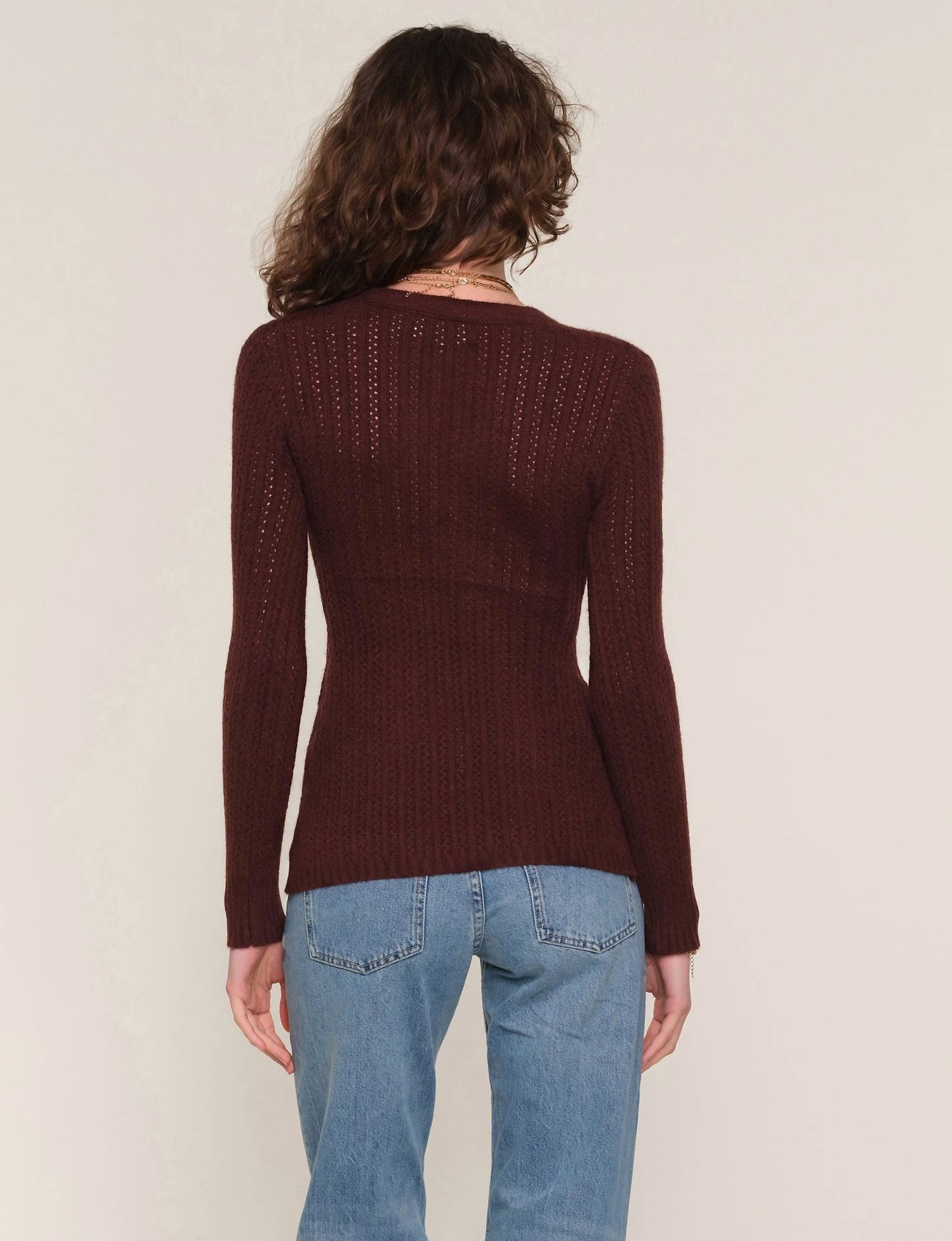 heartloom Lovett Sweater Top - Plus in chocolate - women's sweater - detail view
