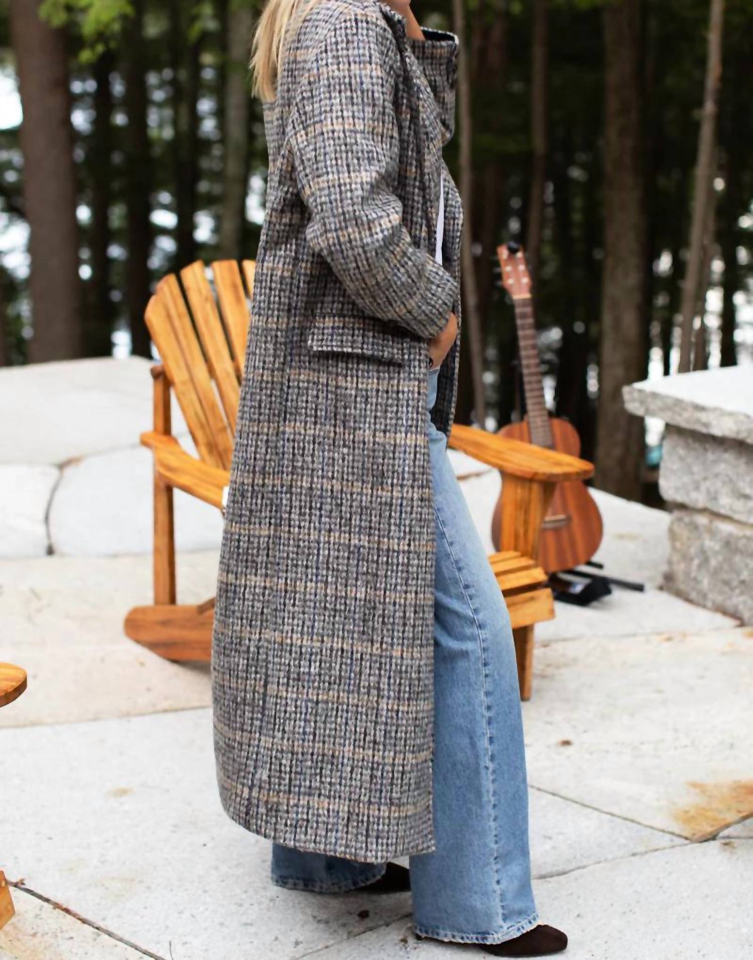 Emerson Fry - Layering Wooly Plaid Maxi Coat