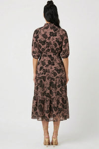 Laundry By Shelli Segal - Print Smocking Mock Neck Belted Dress