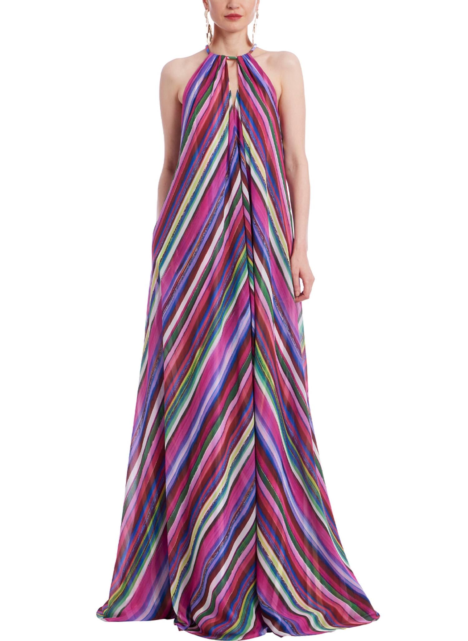 Badgley Mischka - Stripe Halter Gown