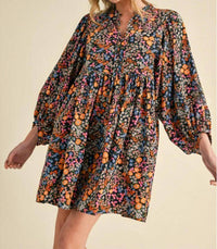 Jodifl Luna Knee Length Dress in black floral - women's dress - alternate view