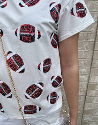 Queen Of Sparkles - Sequin Game Day Football Tee