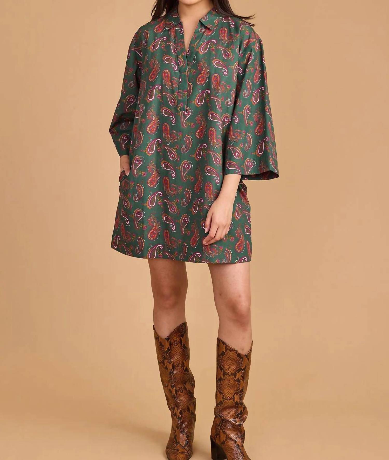 Double A Colette Dress in winter paisley - women's dress