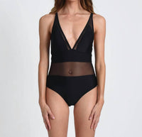 One-Piece Swimsuit with Mesh