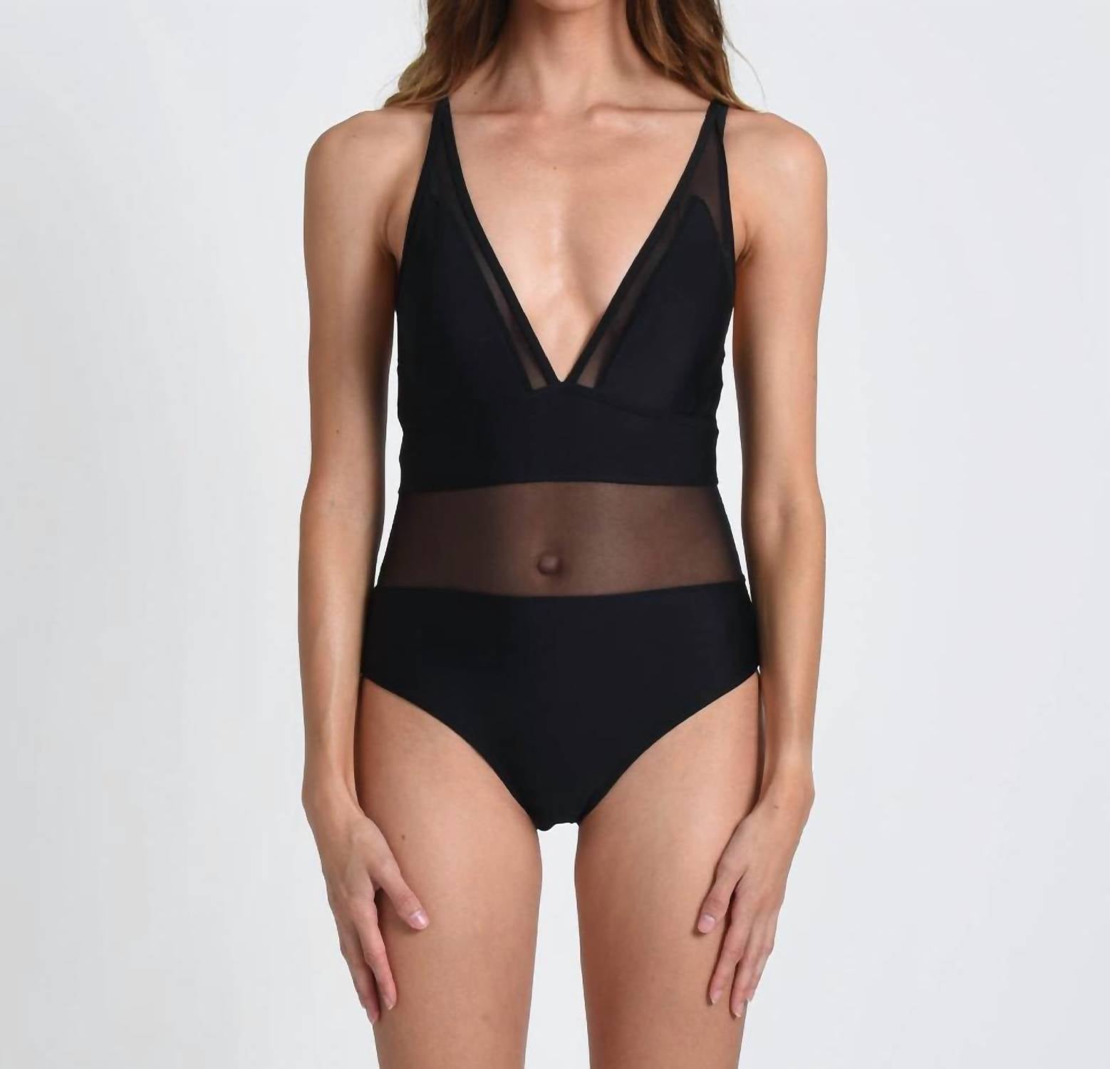 One-Piece Swimsuit with Mesh