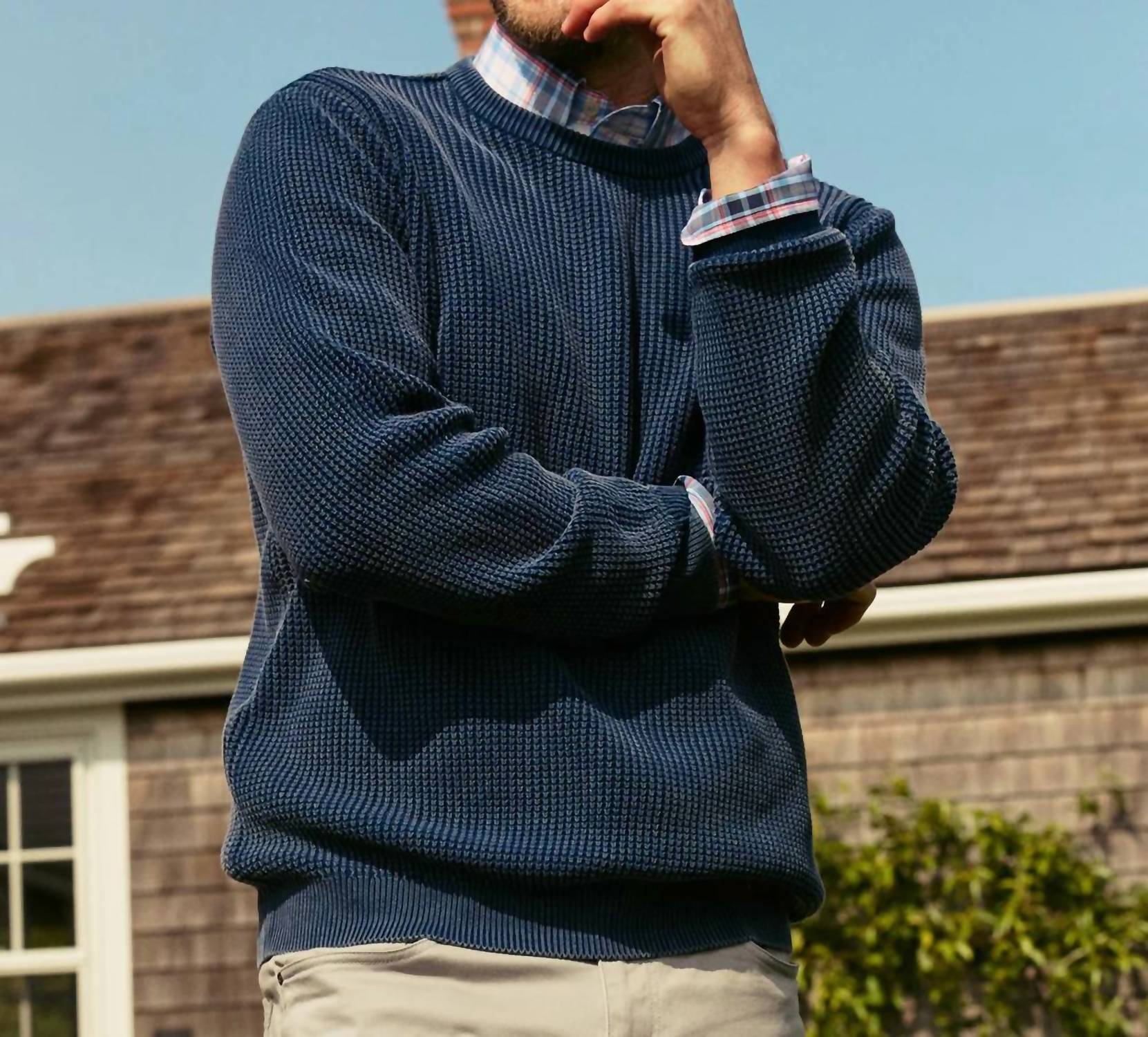 SOUTHERN TIDE Carrington Garment Dyed Crew Sweater in dress blue - men's sweater - view 7