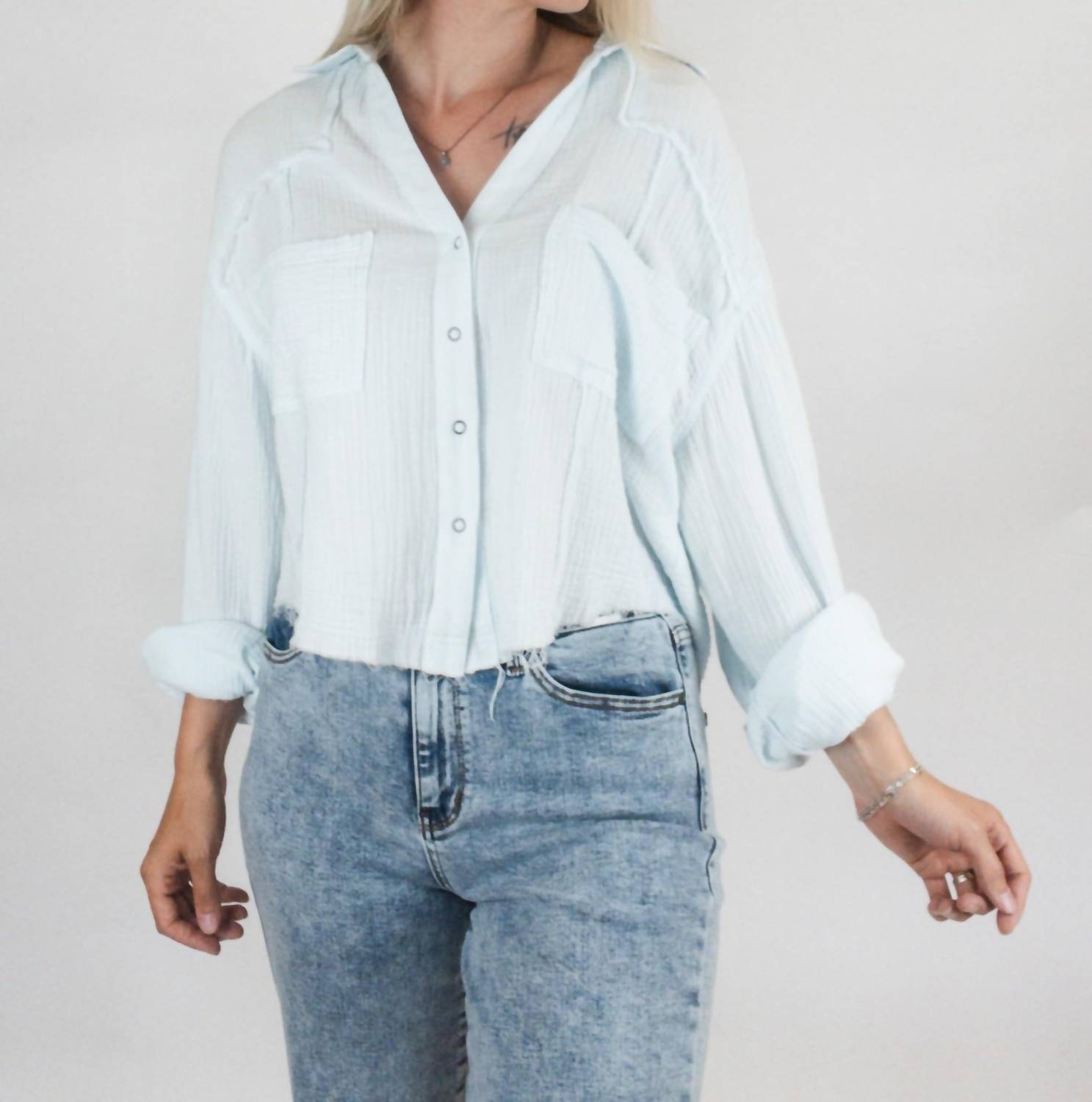 Panache Apparel - Gauze Button Up Top