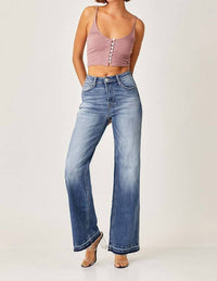 RISEN High Rise Wide Straight Jeans in dark blue - women's jeans - view 4