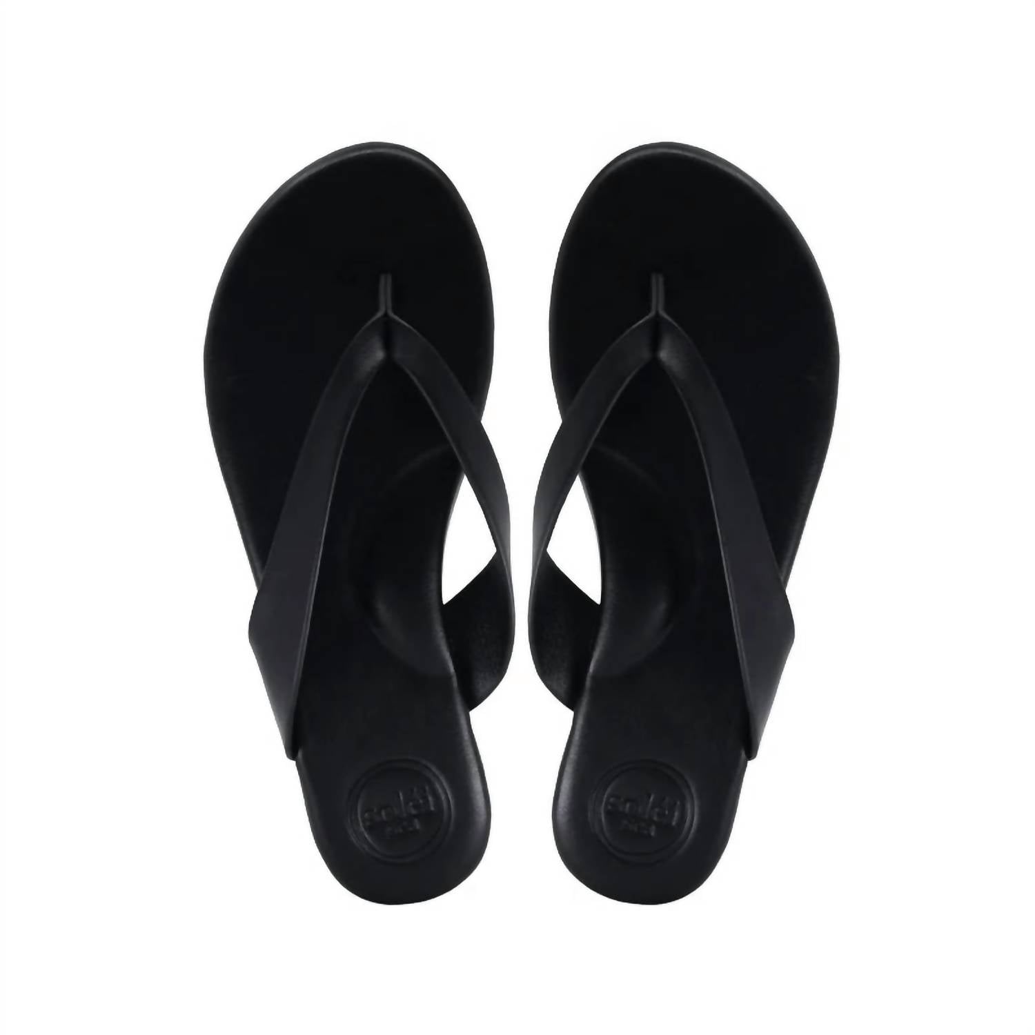 solei sea Women's Bowie Thong Sandal in black - women's sandal - detail view
