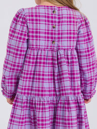 Rufflebutts - Girls' Harper Plaid Woven Long Sleeve Tiered Twirl Dress