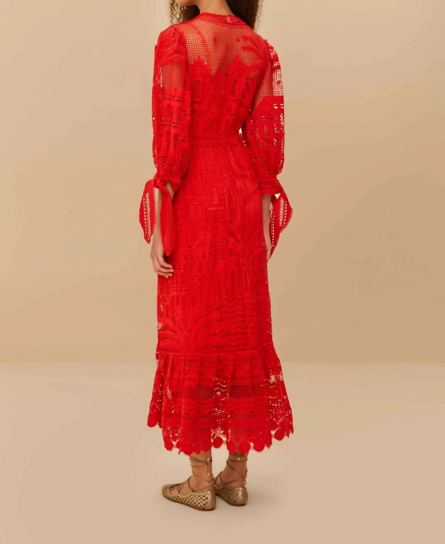 Farm Rio - Morada Boa Guipure Maxi Dress