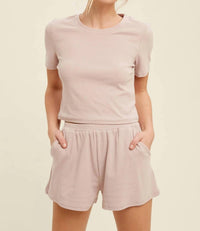 Listicle - Ribbed T-Shirt and Shorts Lounge Set