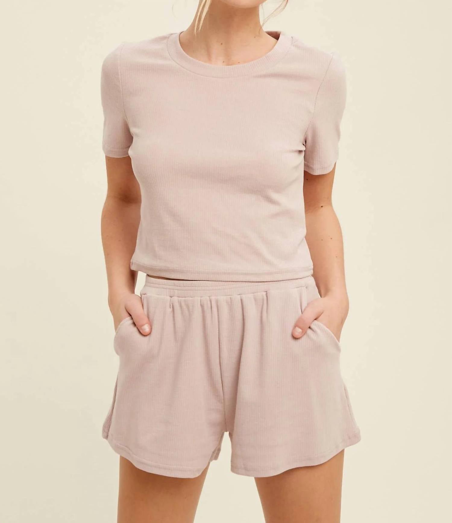 Listicle - Ribbed T-Shirt and Shorts Lounge Set