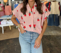 Karlie - Stripe Poppy Top