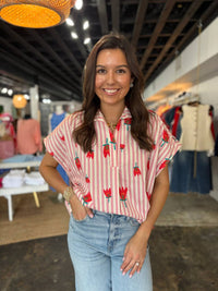 Karlie - Stripe Poppy Top