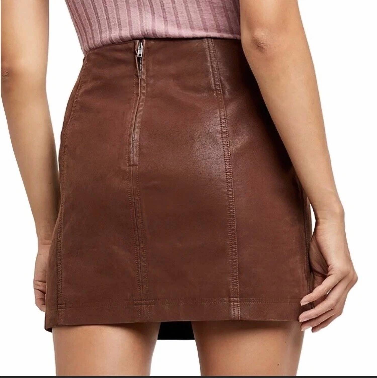 Free People Modern Femme Vegan Suede Skirt in gingerbread - women's skirt - detail view