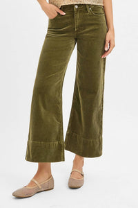Risen - High Rise Crop Wide Corduroy Pants