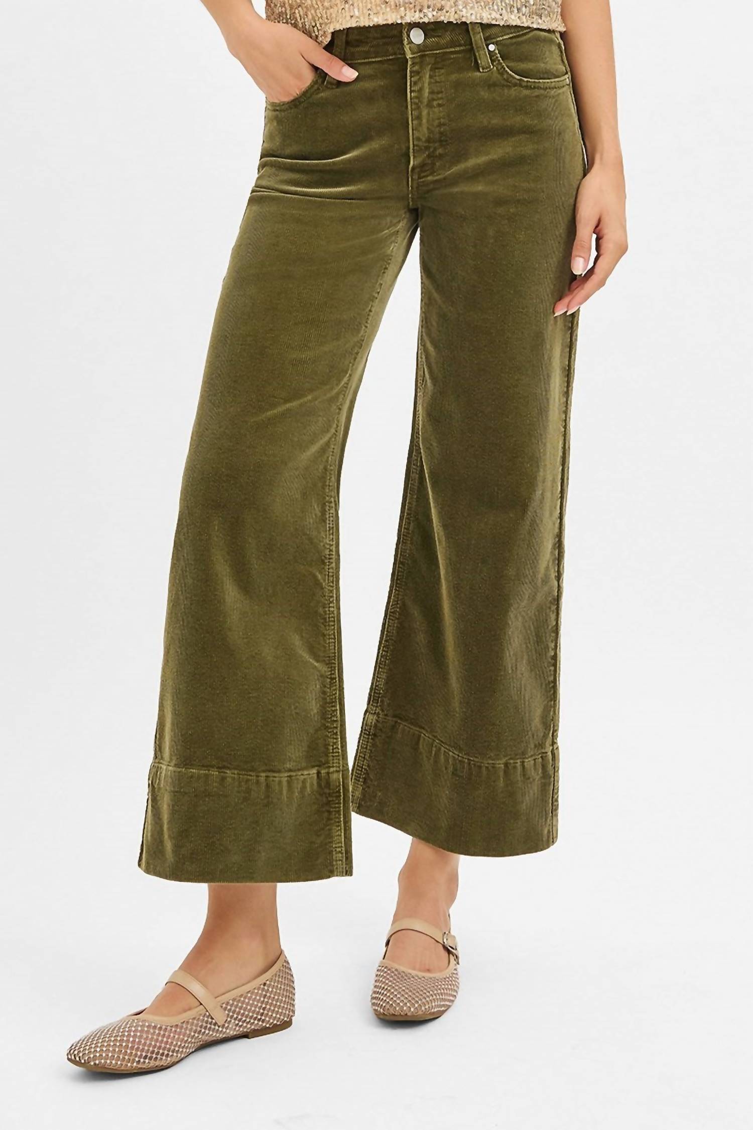 Risen - High Rise Crop Wide Corduroy Pants
