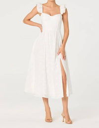 Astr - Wedelia Ruffle Strap Eyelet Corset Midi Dress