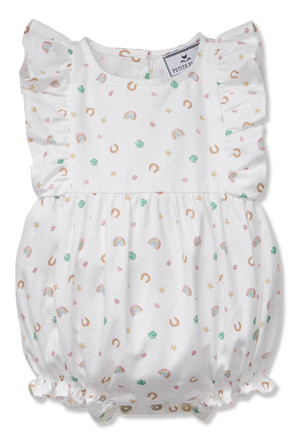 Petite Plume - Girls Good Luck Charms Twill Ruffle Romper
