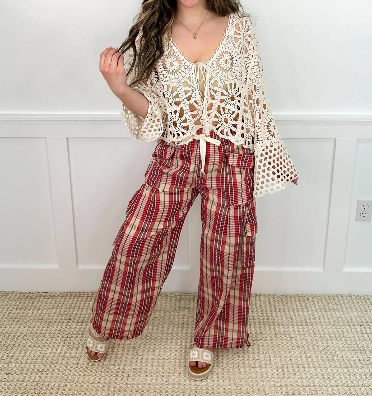 Bibi - Truth Be Told High-rise Cotton Blend Plaid Cargo Pants