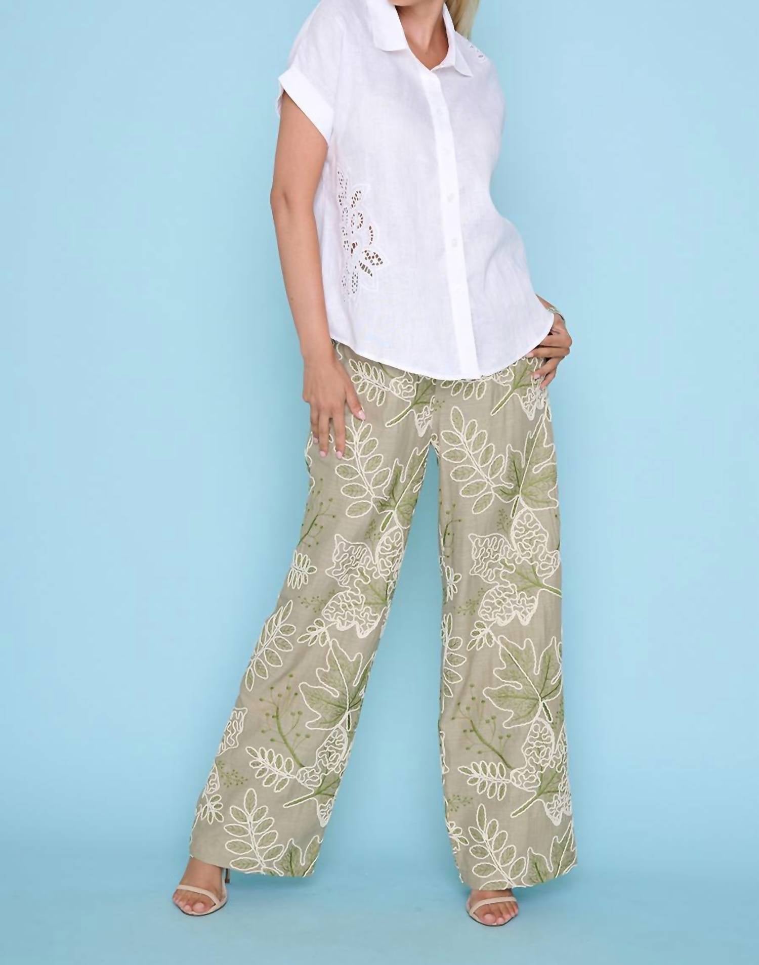 Picadilly - Embroidered Wide Leg Length Pant