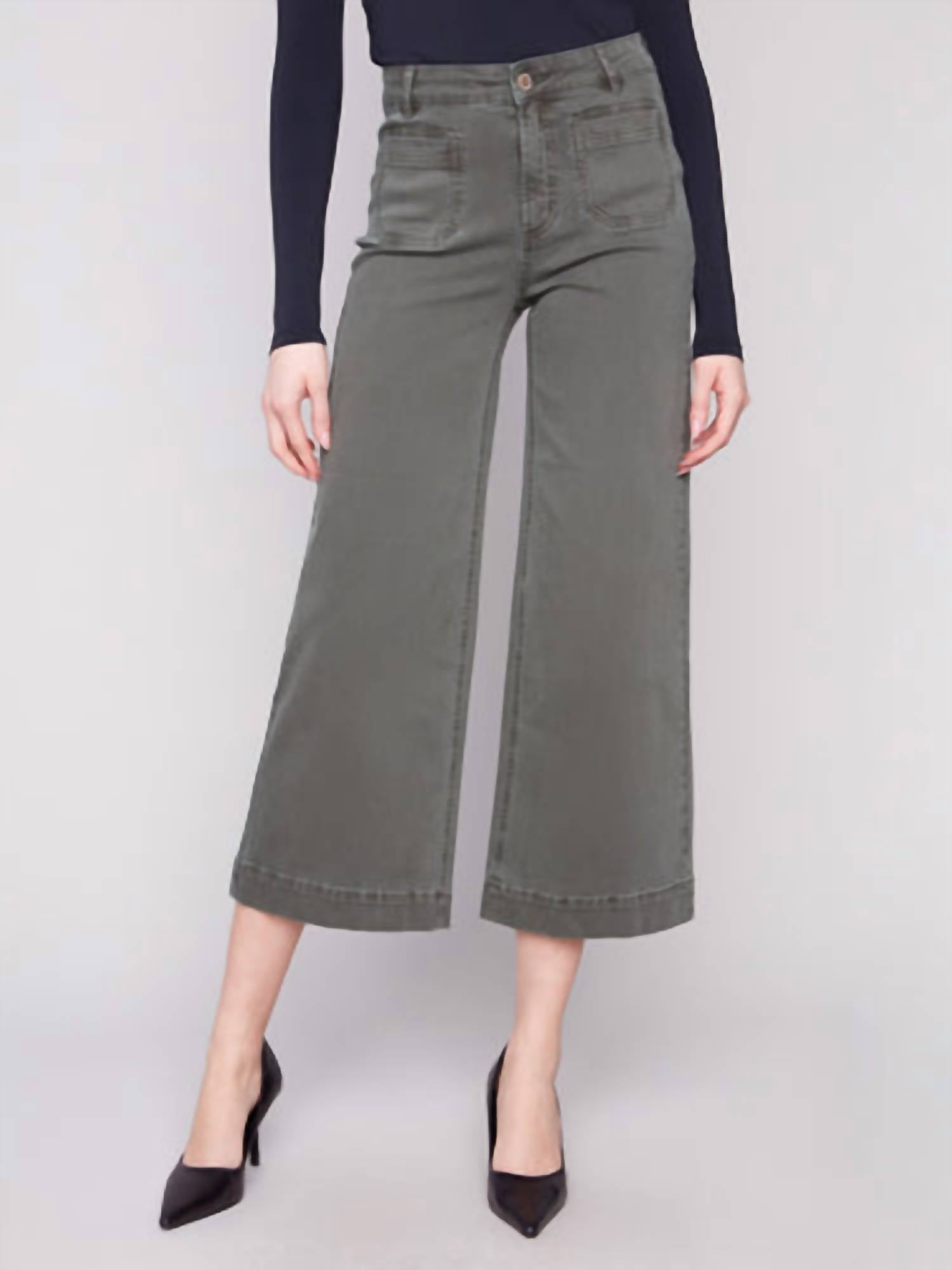 Charlie B - Patch Pocket Flare Twill Pants