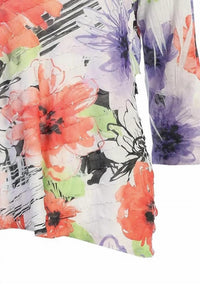 Jess & Jane Women's Sharon Sublimation Ruffle Top in vibrant floral - women's blouse - alternate view