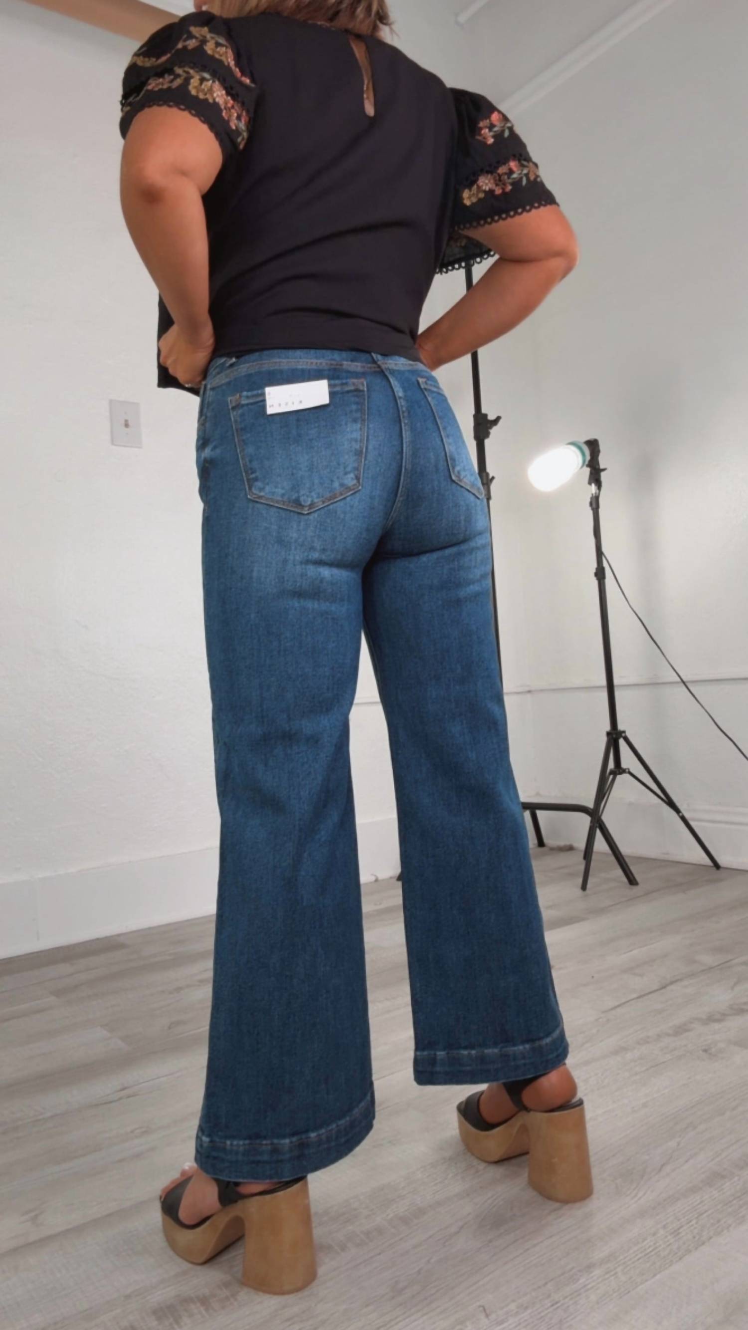RISEN River High Rise Wide Leg Jeans in med wash - women's jeans - view 4